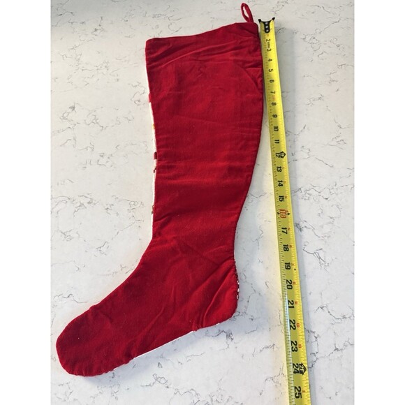 Vintage Needlepoint Christmas Stocking Handmade Toys Sock Shape GORGEOUS! - Picture 7 of 8